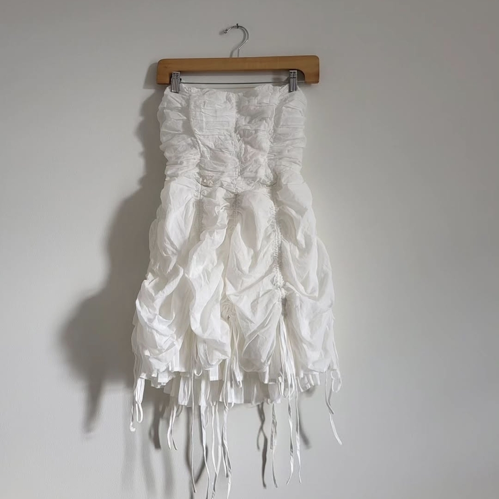 Elegant White Ruched Dress NEW